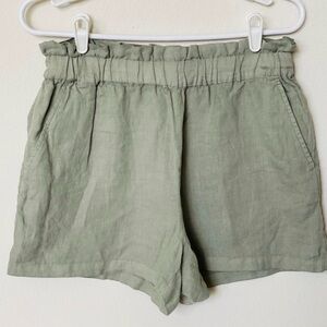 C&C California 100% Linen High Waist Sage Shorts